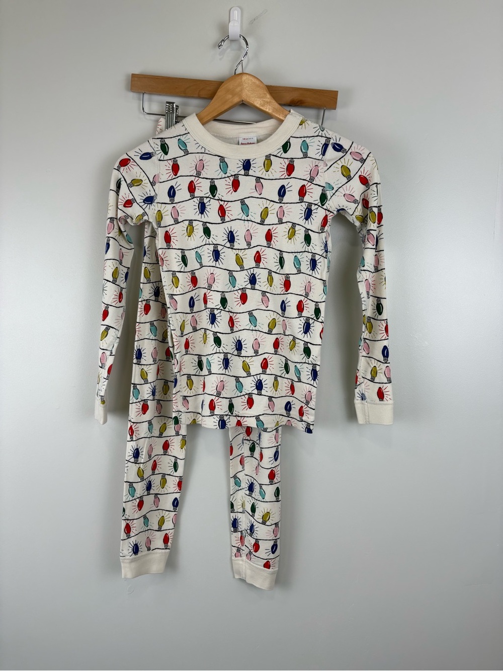 Hanna Andersson Size 140 US 10 Long John Pajama Set 59852 Unisex Bright Bulbs